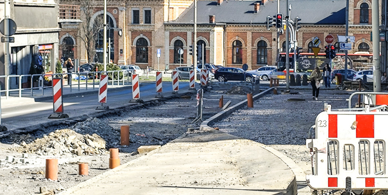 Ulica Piastowska w remoncie