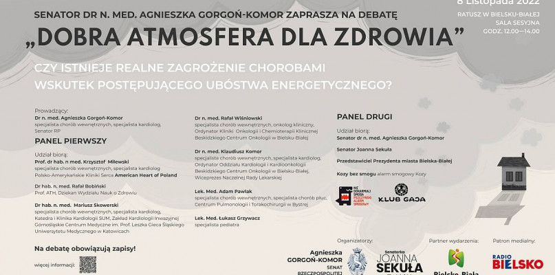 W bielskim Ratuszu lekarze i aktywiści rozmawiać będą o smogu i Dobrej atmosferze dla zdrowia