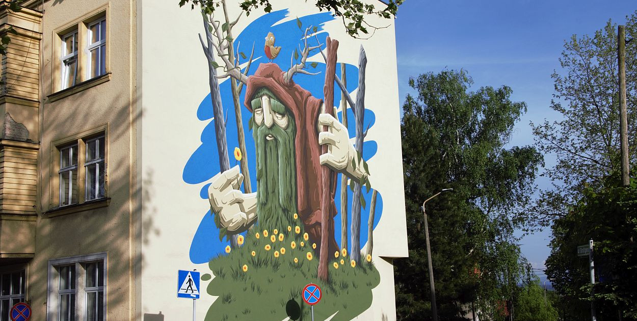 Mural Borowy na ulicy Cieszyńskiej