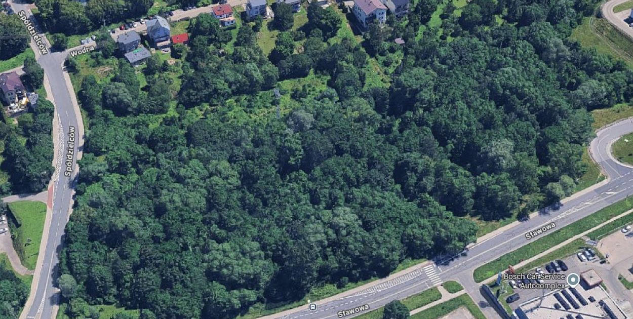Widok na teren przyszłej inwestycji przy ulicy Stawowej