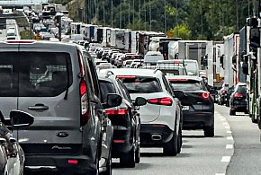 Utrudnienia na DK1 – protest kolejarzy w Czechowicach-Dziedzicach-20194