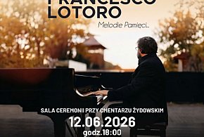 Francesco Lotoro zagra w Sali Ceremonii cmentarza żydowskiego przy Cieszyńskiej
