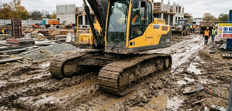 Wypadek przy pracy w Bielsku-Białej. Operator koparki był pijany