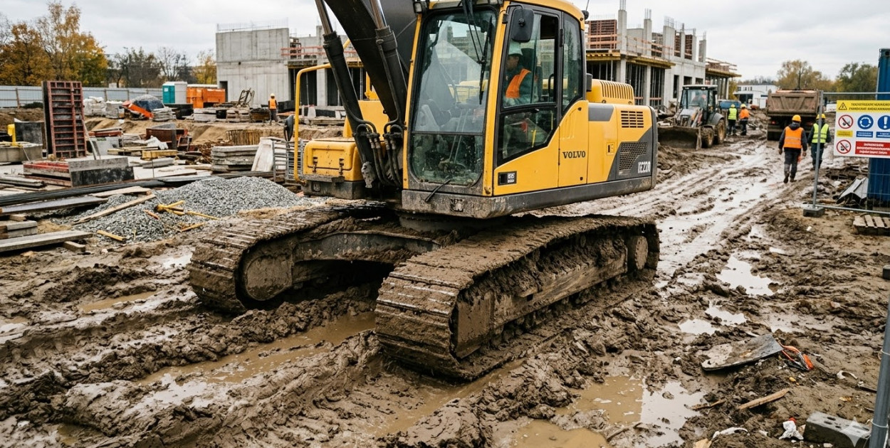 Wypadek przy pracy w Bielsku-Białej. Operator koparki był pijany