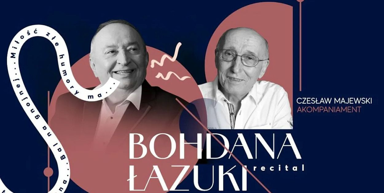 Bohdan Łazuka i Krzysztof Majewski na scenie Bielskiego Centrum Kultury