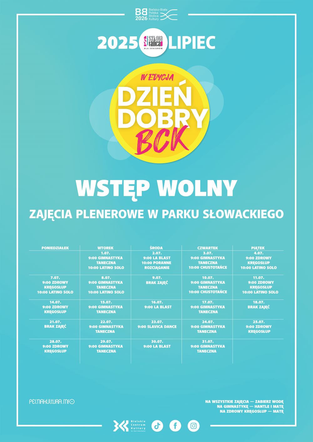 Rozkład zajęć na lipiec