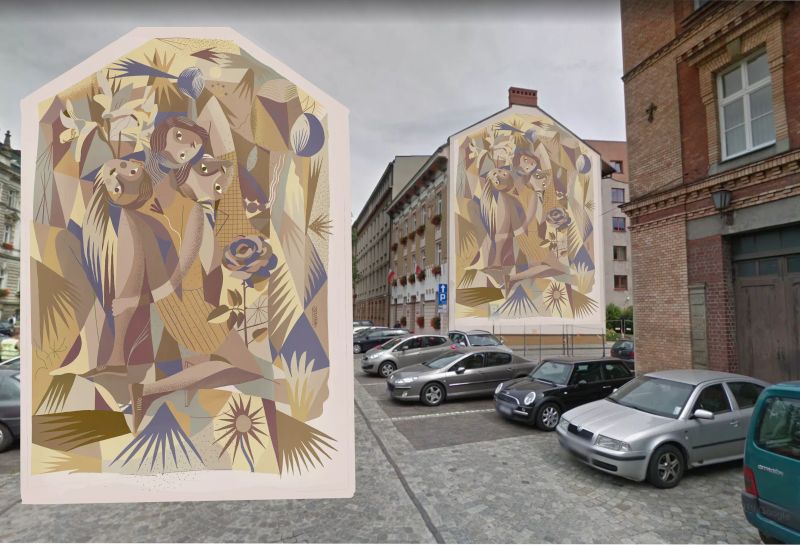 Dni Bielska-Białej - okolicznościowy mural na placu Ratuszowym 7