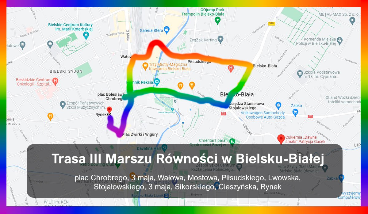 Trasa III Marszu Równości w Bielsku-Białej