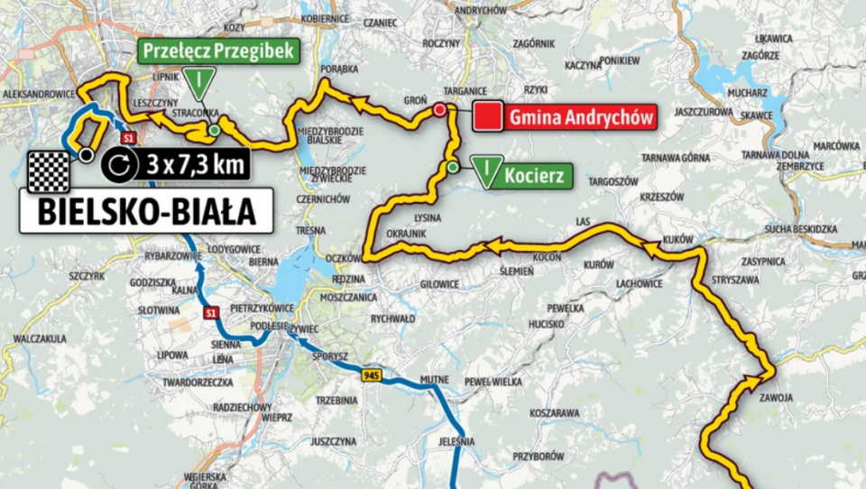 Mapa przejazdu V etapu Tour de Pologne 2021